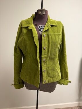 Comme Il Faut Green Corduroy Button-Front Jacket